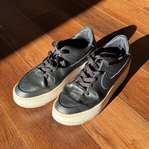 Nike Black Leather Sneakers with Cream Soles